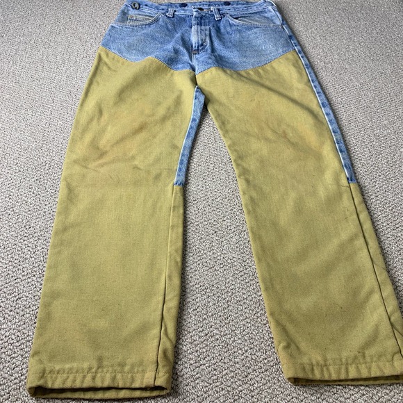 Wrangler Mens Jeans Size 34X30 Blue Denim Brushed‎ Rugged Straight Leg Pockets - Picture 1 of 16